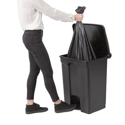 Jantex Kitchen Pedal Waste Bin Black Tight Lid 65ltr Durable Polypropylene - QUORE