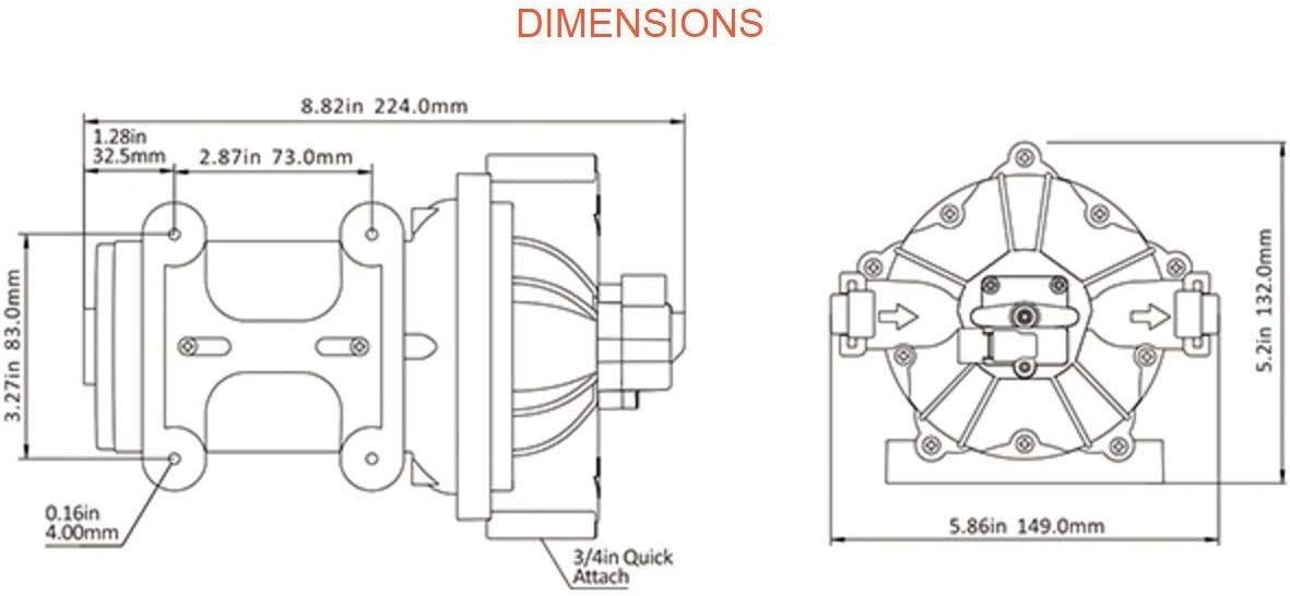 LIGHTEU®, Seaflo DC 12V 18.9LPM 4.2 Bar 55S Zware Zelf Aanzuigend met Bypass On Demand Water Membraanpomp voor RV, Jacht, Tuin, Camper