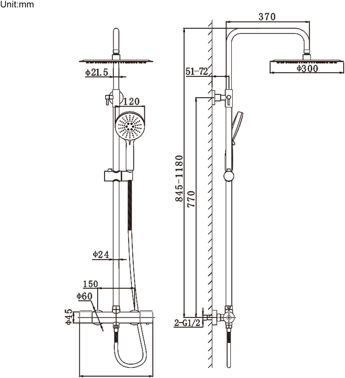 Douche Systeem Met Thermostaatkraan – Thermostatische Douchekraan – Regendouche – Badkamerkraan – Mengkraan – Glanzend Chroom – Constante Watertemperatuur – Veilig En Duurzaam