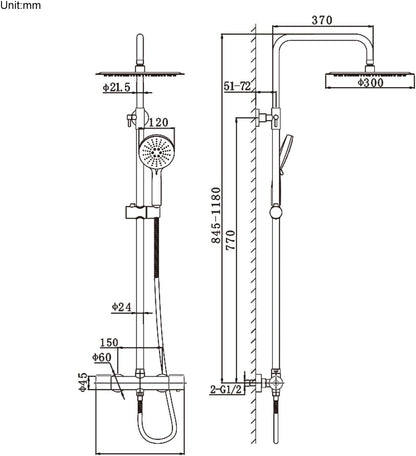 Douche Systeem Met Thermostaatkraan – Thermostatische Douchekraan – Regendouche – Badkamerkraan – Mengkraan – Glanzend Chroom – Constante Watertemperatuur – Veilig En Duurzaam