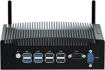 BASOARO Fanless Industriële Mini PC i5, Mini PC Win 11 Pro, 8GB RAM 128GB SSD Core i5 8350U Industriële Computer met RS232, RJ45 LAN, 2 HD schermen, USB 3.0, Dual Band WiFi, BT