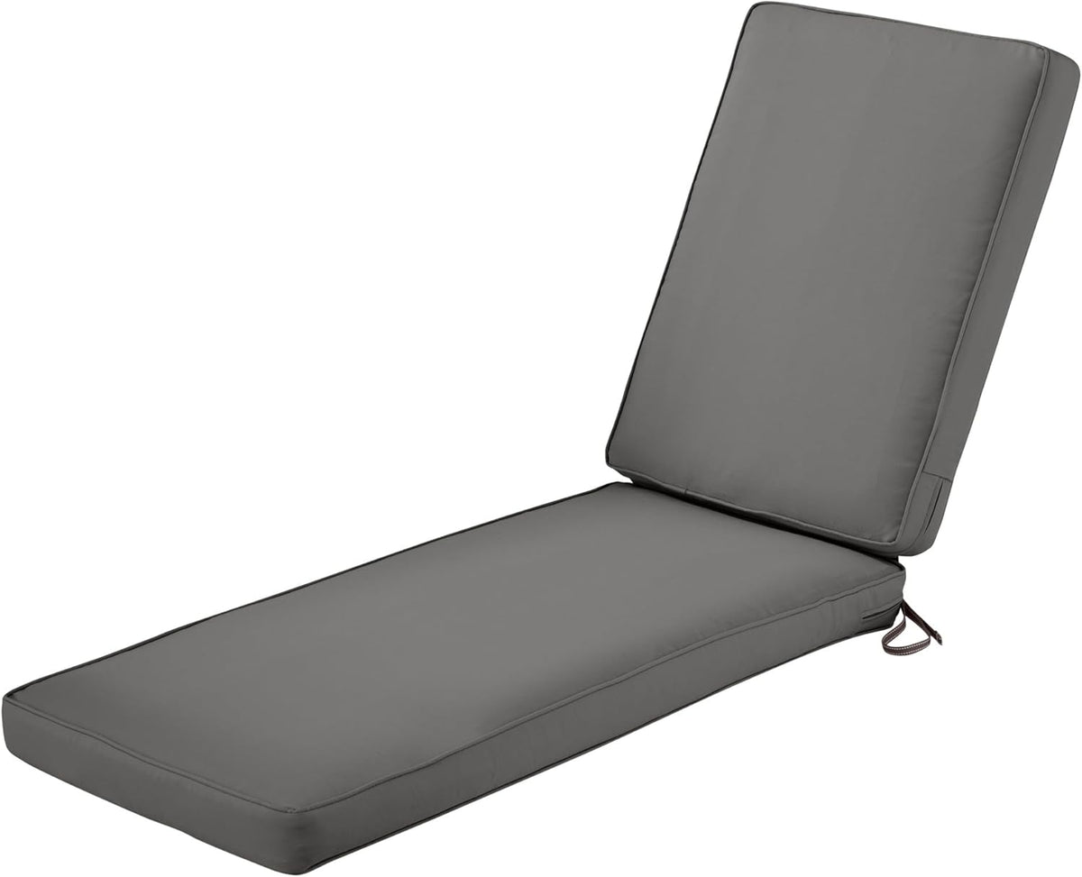 Classic Accessories Montlake FadeSafe Waterbestendig 202 x 66 x 7 cm Outdoor Chaise Lounge-kussen, terrasmeubelkussen, licht houtskoolgrijs, buitenzitkussens