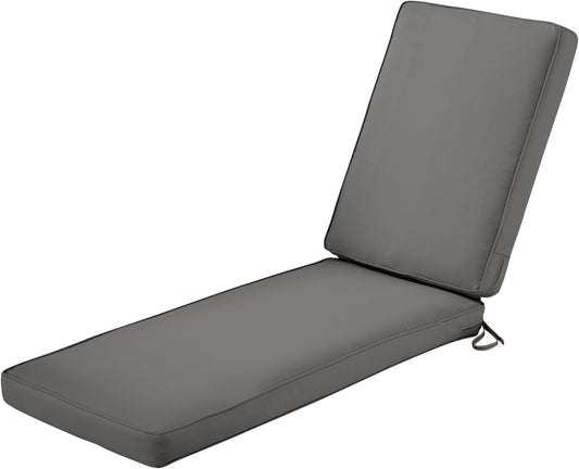 Classic Accessories Montlake FadeSafe Waterbestendig 202 x 66 x 7 cm Outdoor Chaise Lounge-kussen, terrasmeubelkussen, licht houtskoolgrijs, buitenzitkussens