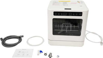 Mini Dishwasher, 4-6 Place Settings, Table Dishwasher, 1100 W, Table Dishwasher with 4 Cleaning Modes and 6 L Water Tool, Tabletop, Dishwasher with LED Display, Camping, Home Dishwasher