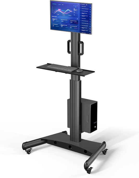 BEWISER Monitor rolwagen, monitorhouder, mobiele trolley, mobiele computertafel, trolley voor tandheelkundige kliniek, verpleegkunde, pc-werkstation