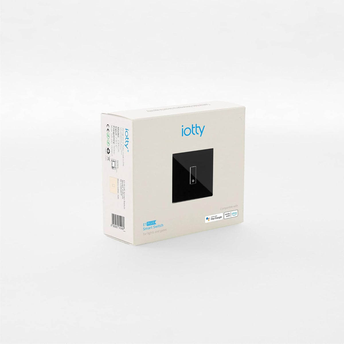 iotty E1 PLUS Wi-Fi slimme schakelaar voor lampen en deuren, compatibel met Google Home, Alexa en Siri, IOS en Android app, verlicht glaspaneel, temperatuur- en helderheidssensoren