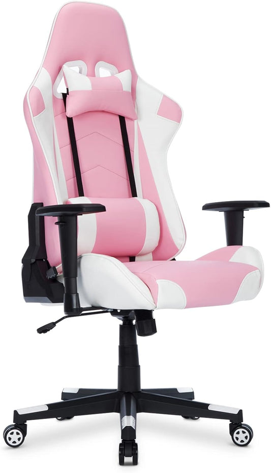 IntimaTe WM Heart D1001001B21 Gamingstoel, ergonomische racestoel, verstelbare pc-gamingstoel met hoge rugleuning met armen en rugsteun, liggende bureaustoelen (roze),50 * 55 * 131 cm