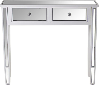 DRW Instaptafel met 2 laden van hout en spiegel in wit en spiegel 90 x 25 x 80 cm