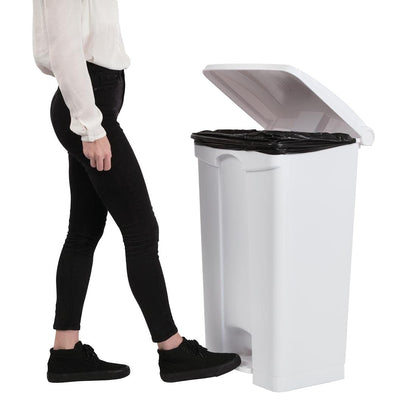 Jantex Kitchen Pedal Lid Bin White 87ltr Waste Polypropylene Catering Equipment - QUORE