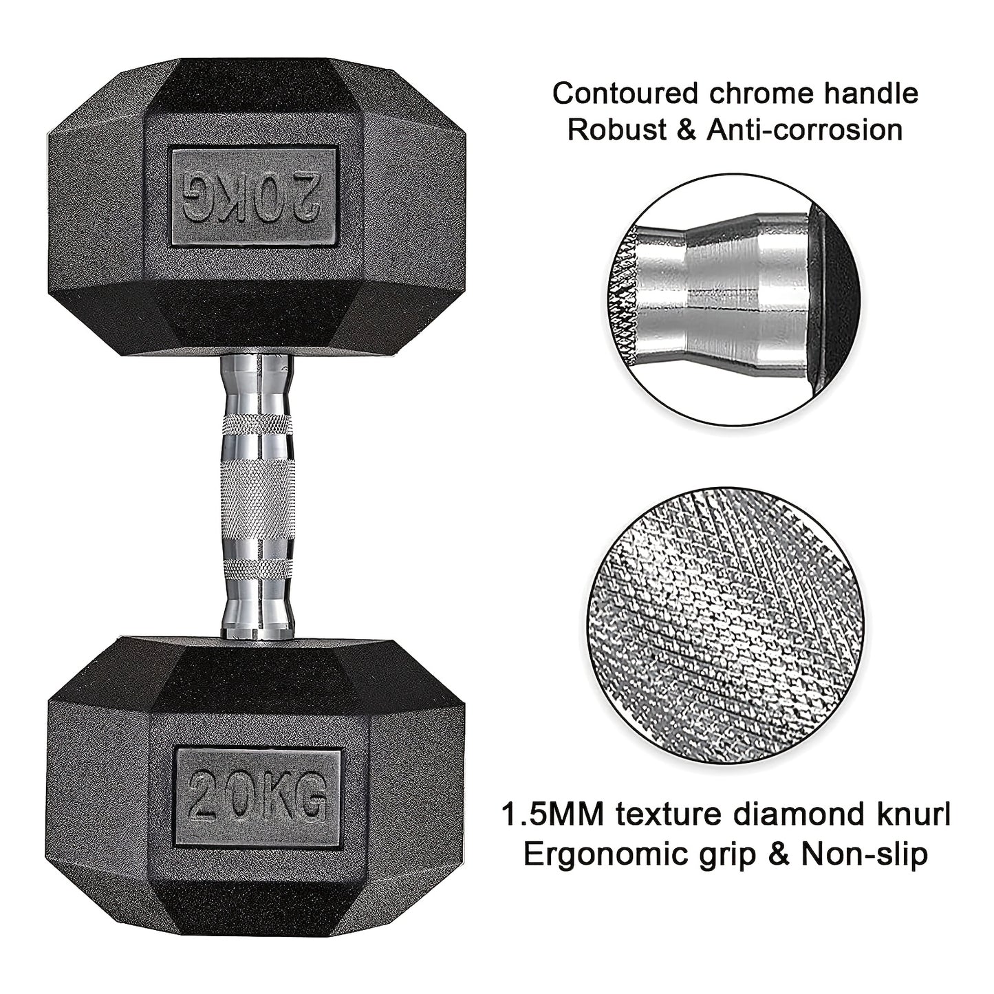 Halters – Dumbbells – Halterset – Gewichten – Verstelbare Dumbbells – 2x 10 kg – Gietijzer Met Antislip Coating – Ergonomische Handvatten
