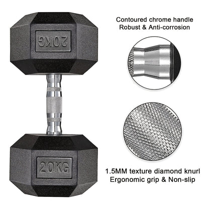 Halters – Dumbbells – Halterset – Gewichten – Verstelbare Dumbbells – 2x 10 kg – Gietijzer Met Antislip Coating – Ergonomische Handvatten