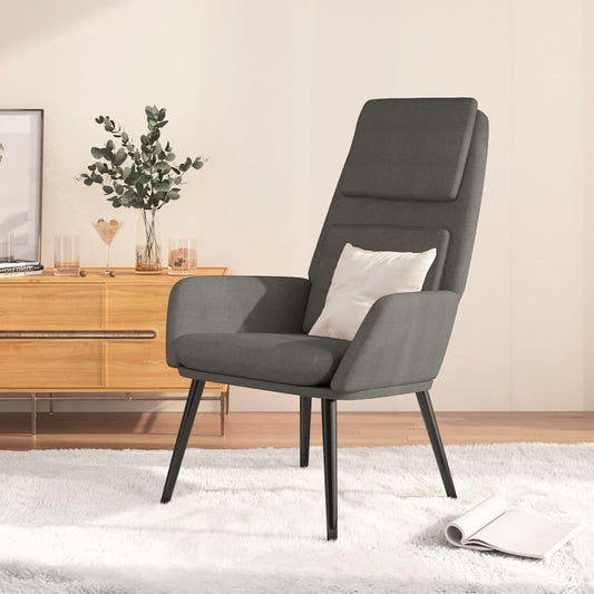 Relaxstoel – Fauteuil – Zitzak – Lounge Stoel – Woonkamerstoel – Lichtgrijs Polyesterweefsel – Metalen Frame – Gevoerde Armleuningen – Breed Zitvlak 50 cm