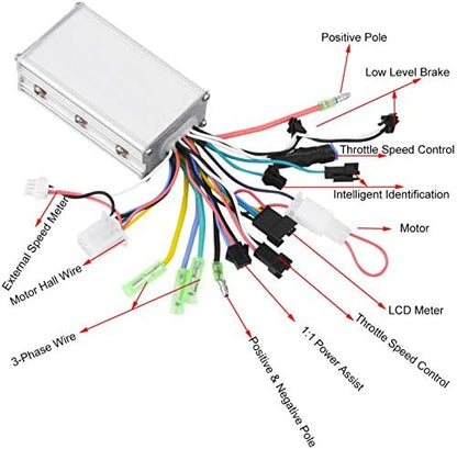 Alomejor 36 V/48 V, 250 W/350 W, borstelloze motorbesturing, lcd-paneelkit, e-bike-ombouw voor e-bike-scooter