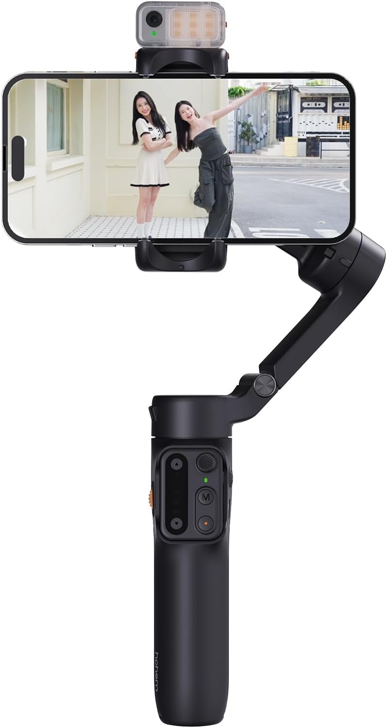 Hohem iSteady V3 draagbare telefoonstabilisator met AI-tracker, afneembare afstandsbediening, verlengstang/statief, 3-assige stabilisatie, 3-kleuren vullicht