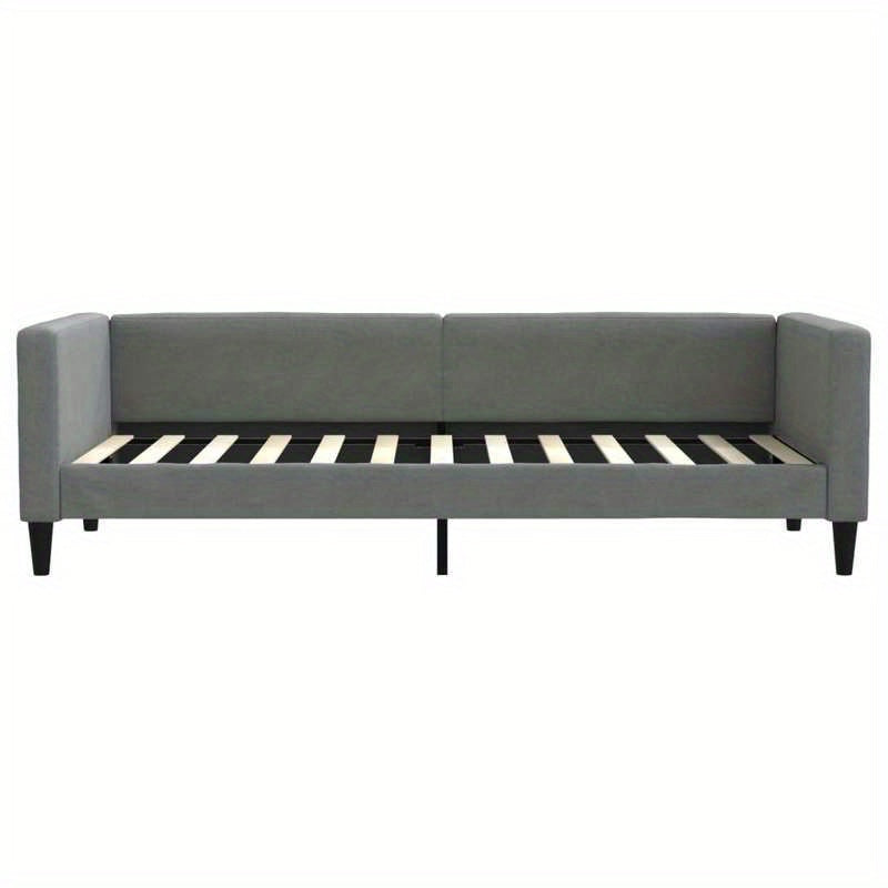 Slaapbank – Bedbank – Zetelbed – Slaapsofa – Logeerbed – Modern – Velvet Bekleding – 80x200 cm Matras – Hardhouten Frame – Donkergrijs – Ruimtebesparend – Zonder Elektriciteit