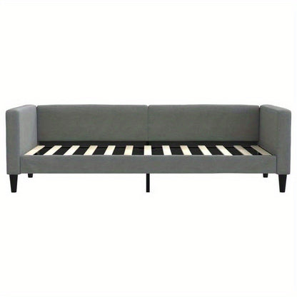 Slaapbank – Bedbank – Zetelbed – Slaapsofa – Logeerbed – Modern – Velvet Bekleding – 80x200 cm Matras – Hardhouten Frame – Donkergrijs – Ruimtebesparend – Zonder Elektriciteit
