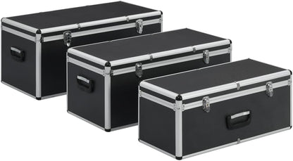 vidaXL Opbergkoffers 3 st aluminium zwart