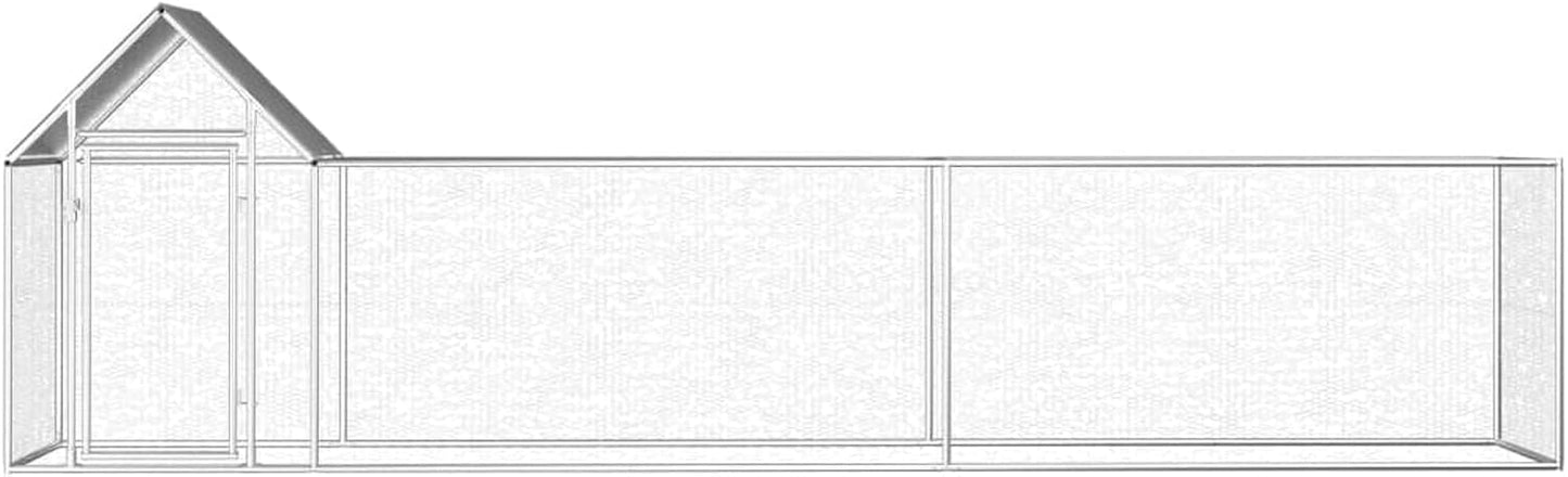 XXL chicken coop with spout, galvanised steel, 5 x 1 x 1.5 m, silver, waterproof, lockable, durable, stable - for chickens, chickens, ducks, geese etc.