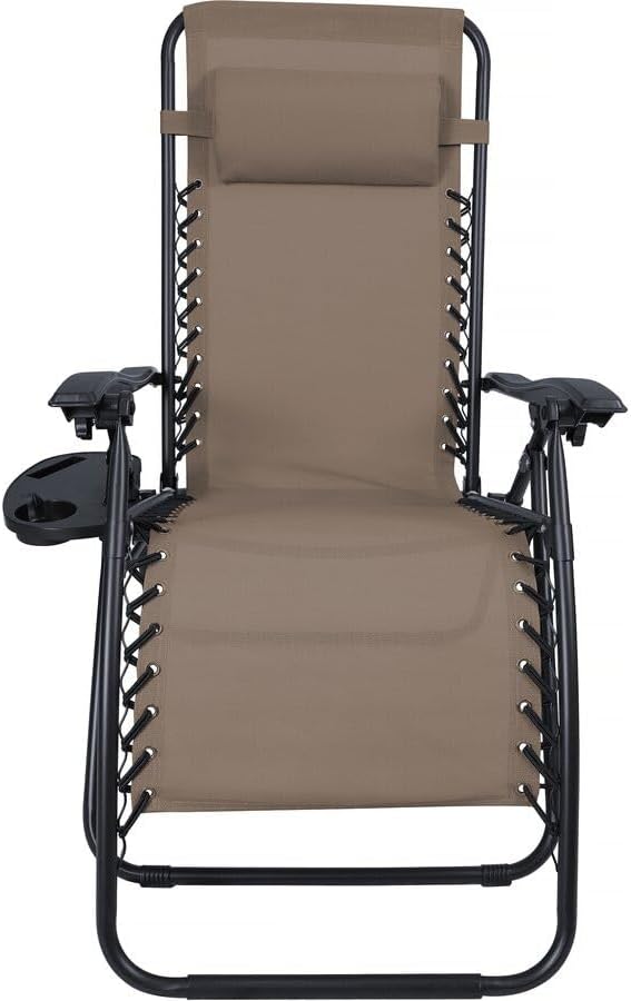 Garden chair set 2 relax chairs garden adjustable zero gravity lounge chair "Sintra" - Taupe - grey brown