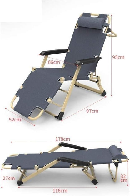 Bureaustoel – Tuinstoel – Fauteuil – Patio Lounger – Zero Gravity Relaxstoel – Opvouwbaar – Verstelbare Ligpositie – Roestbestendig Stalen Frame