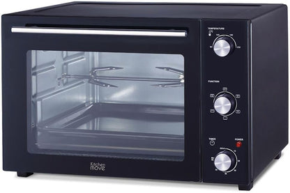 KITCHEN MOVE Multifunctionele oven, 58 l, draaiwarmte, grillspies, 2000 W, ARIZONA, zwart, 5 kookprogramma's met timer en accessoires