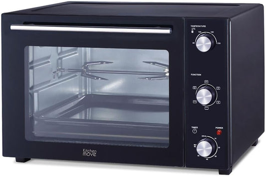 KITCHEN MOVE Multifunctionele oven, 58 l, draaiwarmte, grillspies, 2000 W, ARIZONA, zwart, 5 kookprogramma's met timer en accessoires