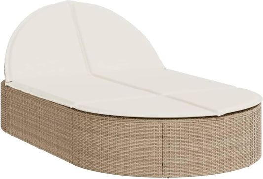 Garden Lounger with Padded Cushions and Adjustable Backrest, 3 Positions, PE Rattan and Steel Frame for Outdoor, Removable and Washable Covers - QUORE