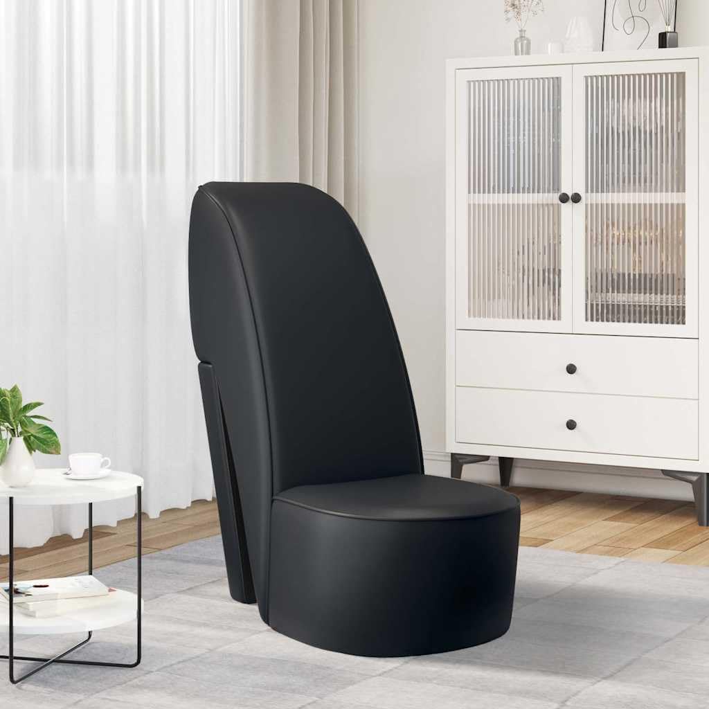 vidaXL Heeled Chair Faux Leather Black Lounge Chair Rest Chair Recliner Chair Tv Chair