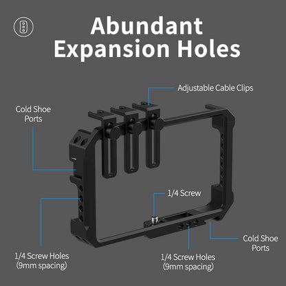 Full Cage for YoloLiv YoloBox Mini Live Streaming Equipment, Aluminum Alloy, with 3 Cable Clips, Lightweight/Easy to Install