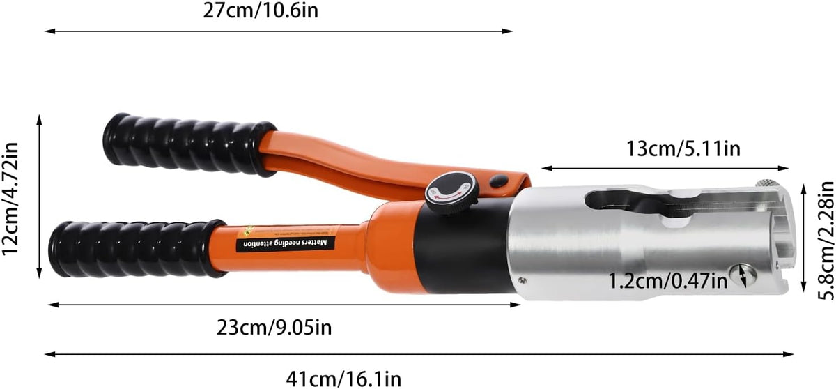 OUKANING Hydraulische krimptang 10T, met 360° draaibare kop en verwisselbare vormen (TH/U/V/M-serie), voor aluminium kunststof, PEX, koperen buizen, ergonomisch, oliedicht (M12, M15, M18, M22, M28) - QUORE