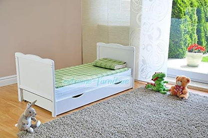 Babybedje – Wieg – Ledikant – Kinderbed – Juniorbed – Verstelbaar Met 3 Hoogtes – Met Opberglade En Aloe Vera Matras