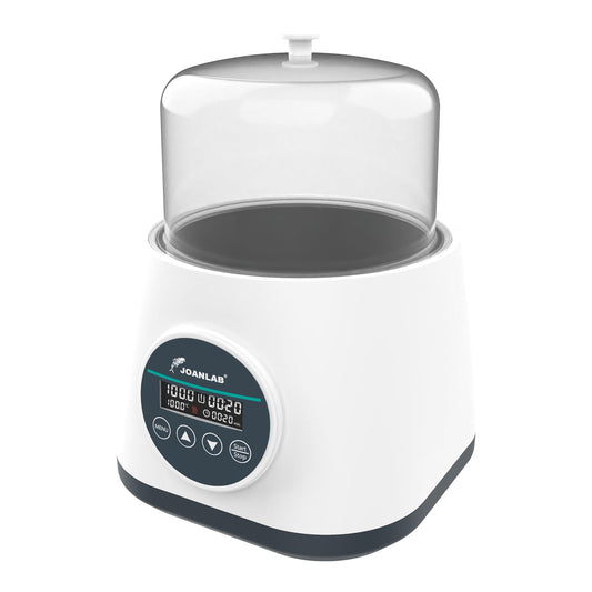 JOANLAB 2 liter laboratoriumwaterbad met digitaal display, precisieverwarming 100 °C, roestvrijstalen kuip met timer en dubbele bescherming, transparant deksel voor laboratoria