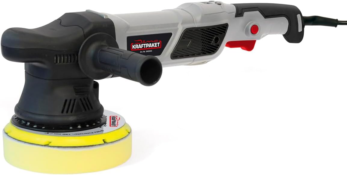 Dino Kraftpaket, 15-950 W, excentrische polijstmachine, 12-traps, met LCD-display en geheugenfunctie, set met polijstspons, polijstschijf, tas voor auto, boot, XL-HUB