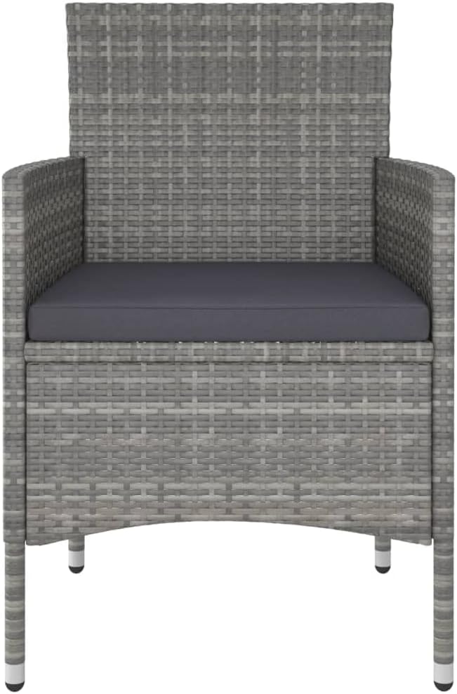 Gecheer Tuintafel en stoelen, 5-delig, polyrotan, acaciahout, grijs, tuinmeubelen, terrasbank, type 1 - QUORE