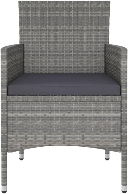 Gecheer Tuintafel en stoelen, 5-delig, polyrotan, acaciahout, grijs, tuinmeubelen, terrasbank, type 1 - QUORE