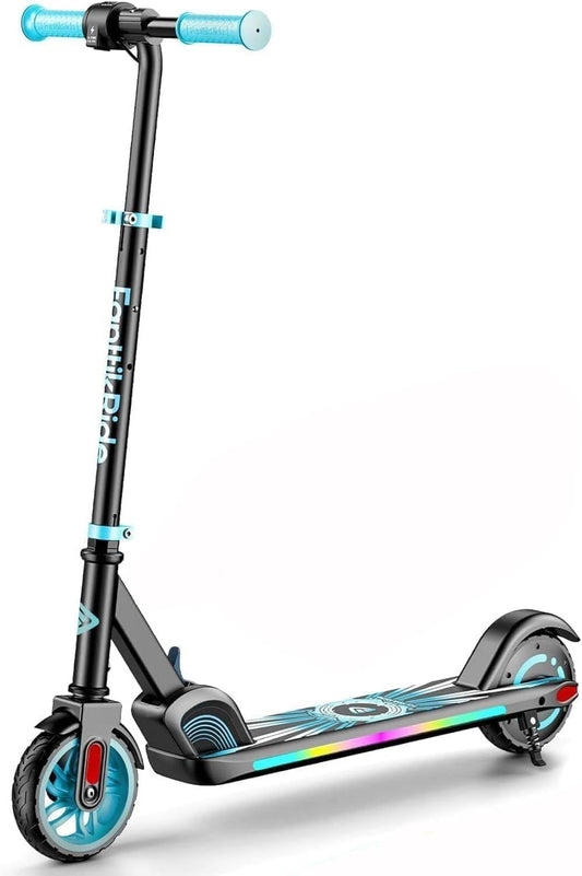 FanttikRide C9 Apex Elektrische step voor kinderen vanaf 8 jaar, bluetooth-muziek, kleurrijke regenboogverlichting, 8/12/16 km/u, 8 km bereik, led-display, in hoogte verstelbaar, opvouwbaar, voor