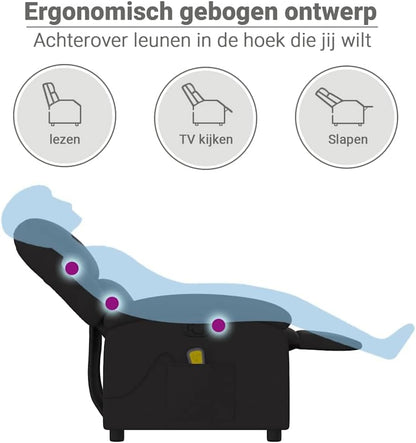 Massagestoel – Relaxstoel – Stoel Met Massage – Verstelbare Fauteuil – Zwarte Stoel – Met 6 Massagepunten – Verstelbaar Tot 135 Graden