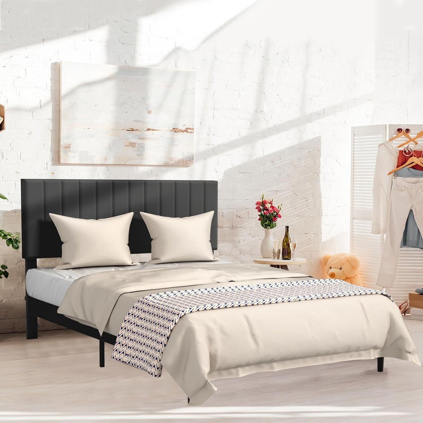 Eenpersoonsbed – Eenpersoonsbedden – Opbergbed – Slaapbank – Opklapbed – Metalen Frame – Fluwelen Hoofdeinde – 160x200 cm – Duurzaam & Compact