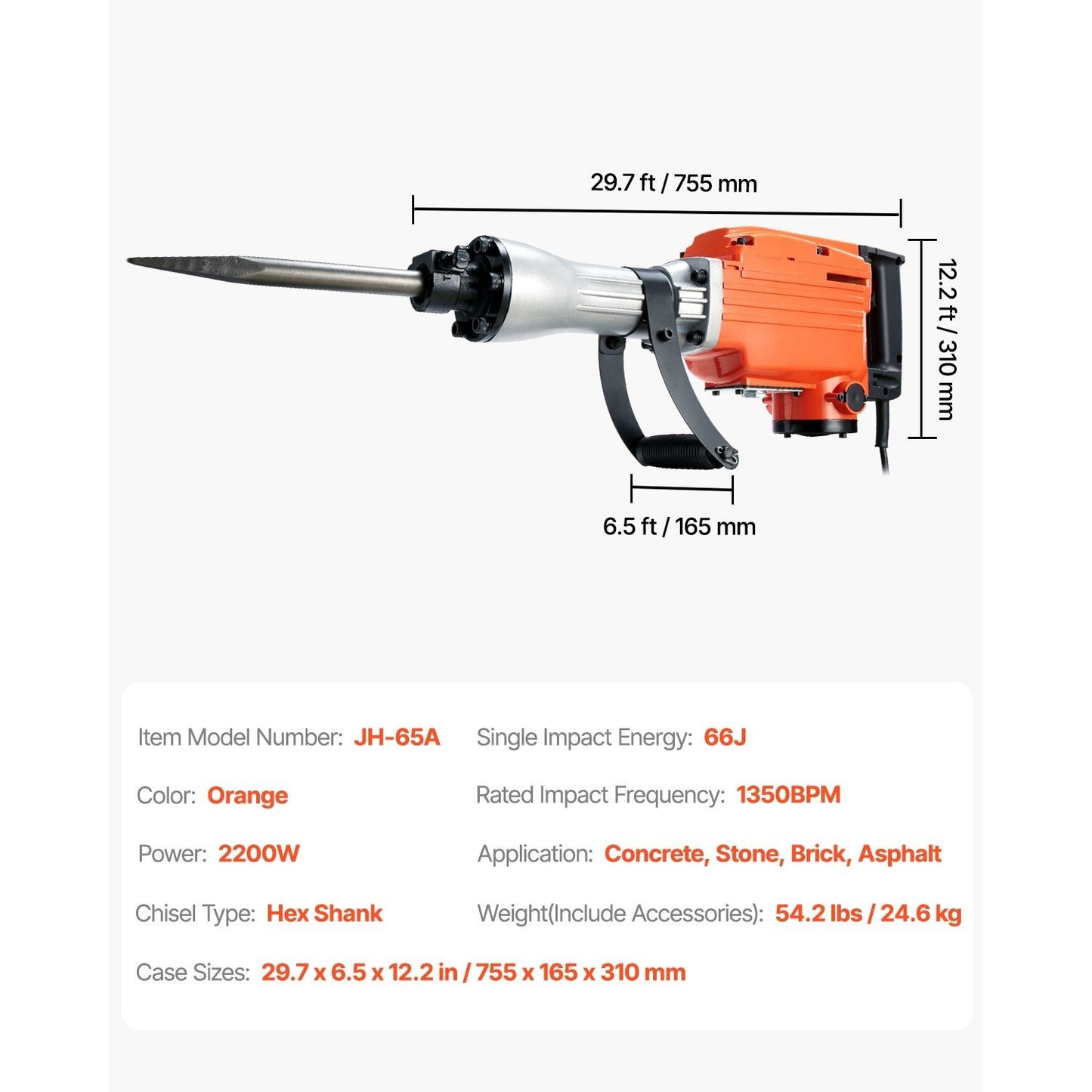 Slaghamer – Breekhamer – Voorhamer – Uitdeukhamer – Slagtrekker – 2200W Krachtige Motor – Inclusief 4 Verwisselbare Beitels