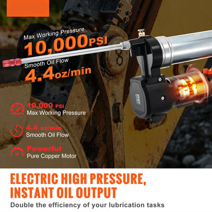 Vetspuit Draadloze Vetpomp Smeerpen Accu Vetspuit Elektrische Vetspuit – 20V 2.0Ah Accu – 10.000 PSI Druk – 125g/min Vetdoorvoer – Inclusief LED Licht & Draagkoffer – Zwart