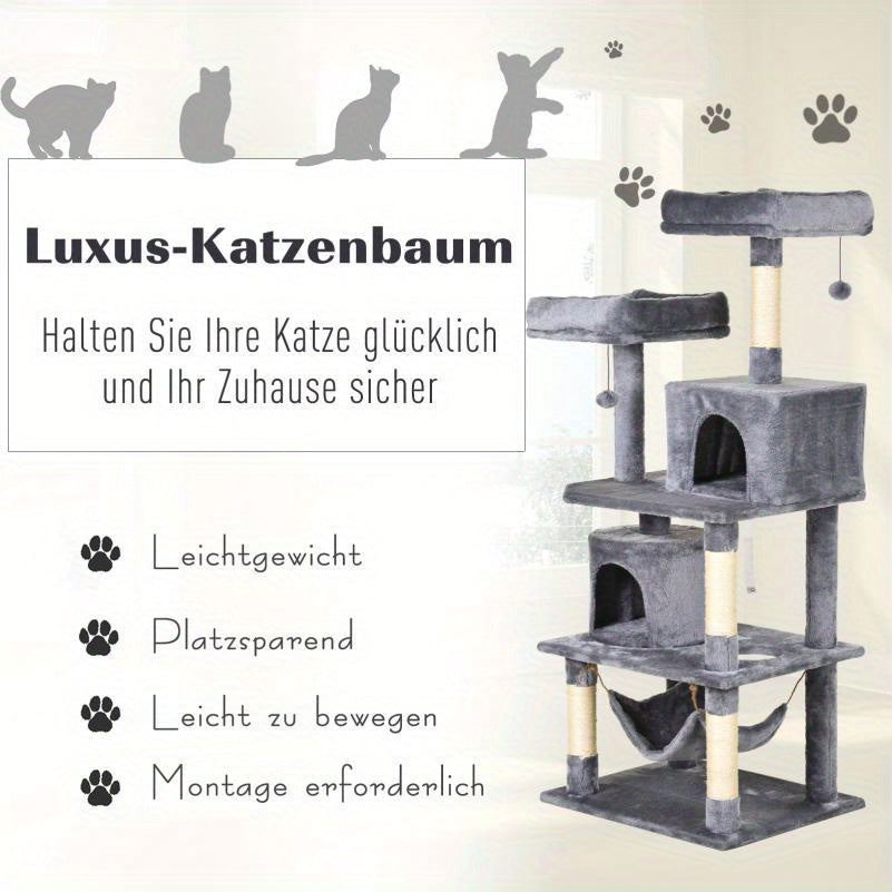 Krabpaal – Kattenboom – Kattenhuis – Krabmeubel – Kattentoren – Multi-Level Met Sisal Krabpalen – 60x50x145 cm Stevig Kattenmeubel Voor Binnen