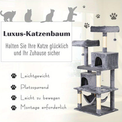 Krabpaal – Kattenboom – Kattenhuis – Krabmeubel – Kattentoren – Multi-Level Met Sisal Krabpalen – 60x50x145 cm Stevig Kattenmeubel Voor Binnen