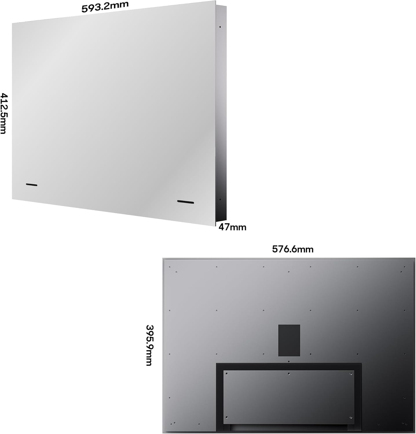 SYLVOX Smart Google Television 1080p FHD 500 nits spiegel, geïntegreerde montage, design tv, IP65 waterdicht, DVB-C/T2/S2, wifi, Bluetooth, voor douche, badkamer