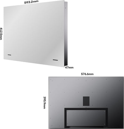 SYLVOX Smart Google Television 1080p FHD 500 nits spiegel, geïntegreerde montage, design tv, IP65 waterdicht, DVB-C/T2/S2, wifi, Bluetooth, voor douche, badkamer