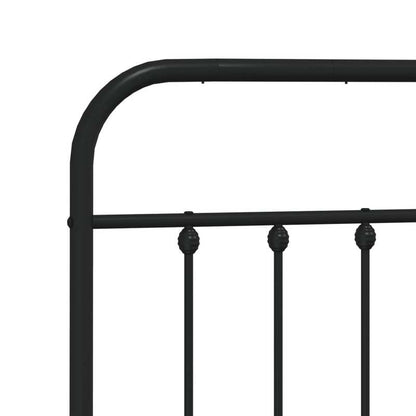 Modern Black Metal Bed Frame with Headboard, 140x190cm - Powder-Coated Steel for Strength & Stability, Minimalist Design for Contemporary Bedrooms, Minimalist Bed Frame | Modern Bedframe | Sleek Metal Design