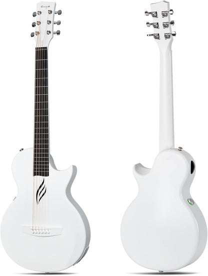 Enya Akoestische Elektrische Gitaar Set - 35'' Wit Nova Go SP1 Akoestische Gitaar met Smart AcousticPlus Pickup Klein en Lichtgewicht voor Kinderen Volwassenen Beginners Starter Set Concert Gitaar