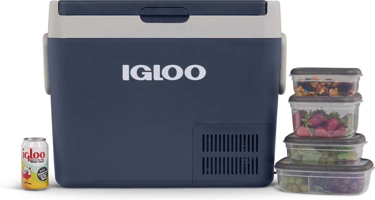 IGLOO ICF40 Draagbare compressor-koelbox, 39 liter, 12/24 V, 230 V, elektrische koelbox, -18 °C tot 20 °C, mini-koelkast, vriesbox voor camping, auto