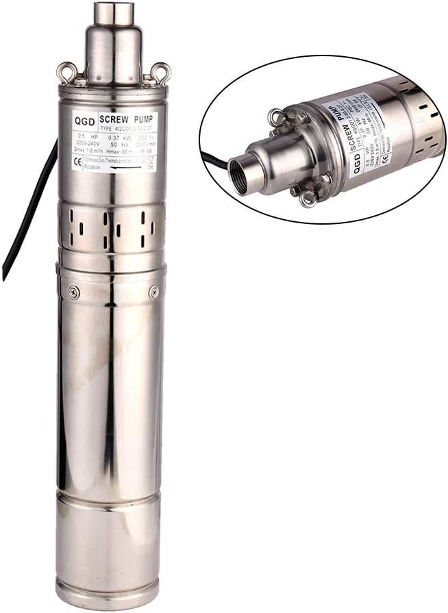Dompelpomp – Huiswaterpomp – Fonteinpomp – Onderwaterpomp – Tuinpomp – Roestvrij Stalen Behuizing – Krachtige 0,37 kW Motor – Max 1,8 m³/u, 86 m Opvoerhoogte