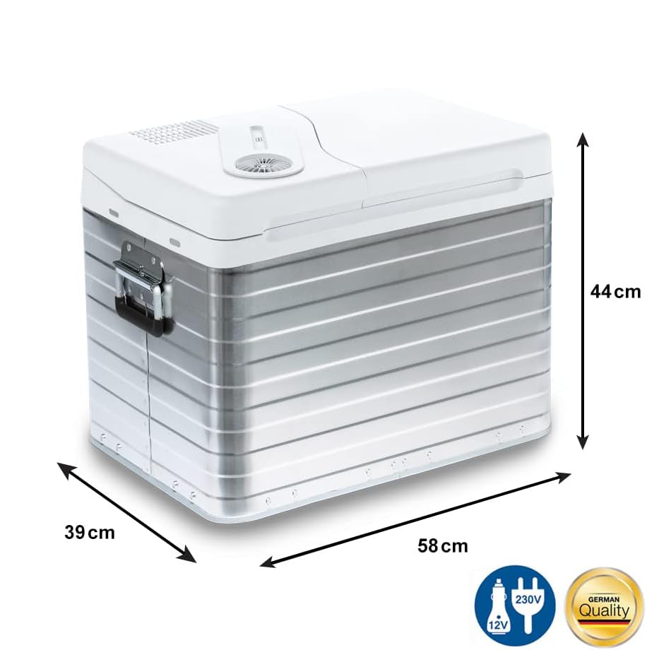 Mobicool MQ40A AC/DC - draagbare elektrische aluminium koelbox, 39 liter, 12 V en 230 V voor auto, vrachtwagen, boot, camper en stopcontact, aluminium behuizing