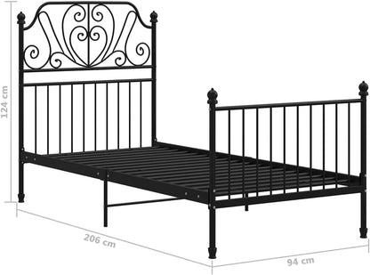 vidaXL Bedframe metaal zwart 90x200 cm